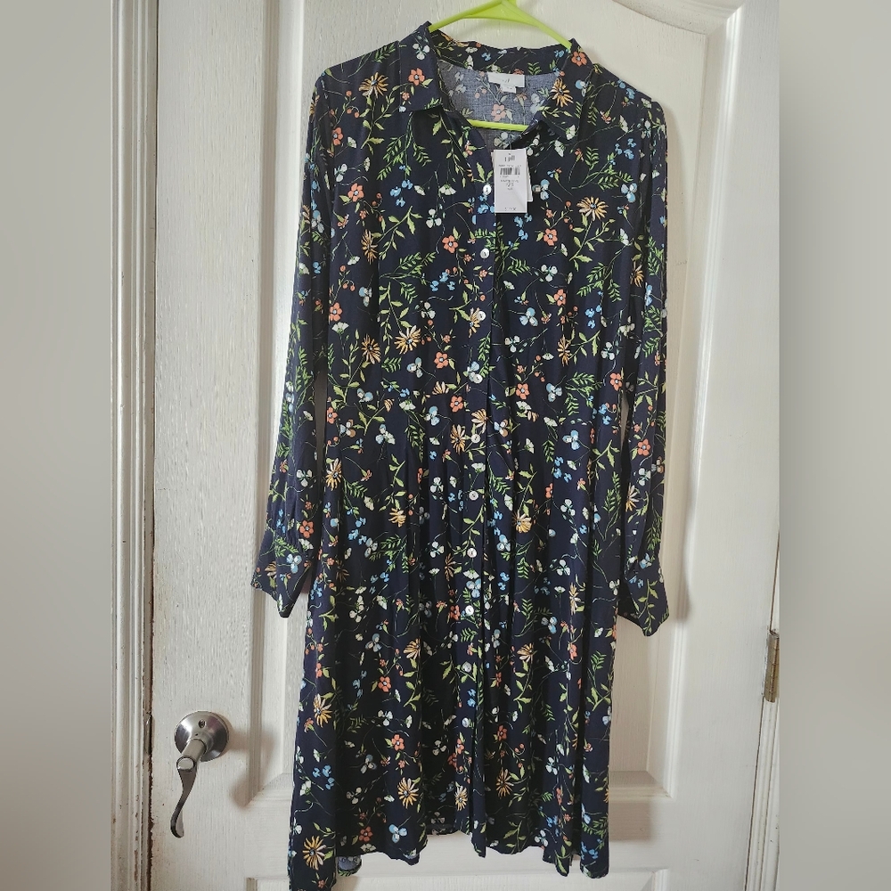 J.Jill Floral Print Long Sleeve Dress.